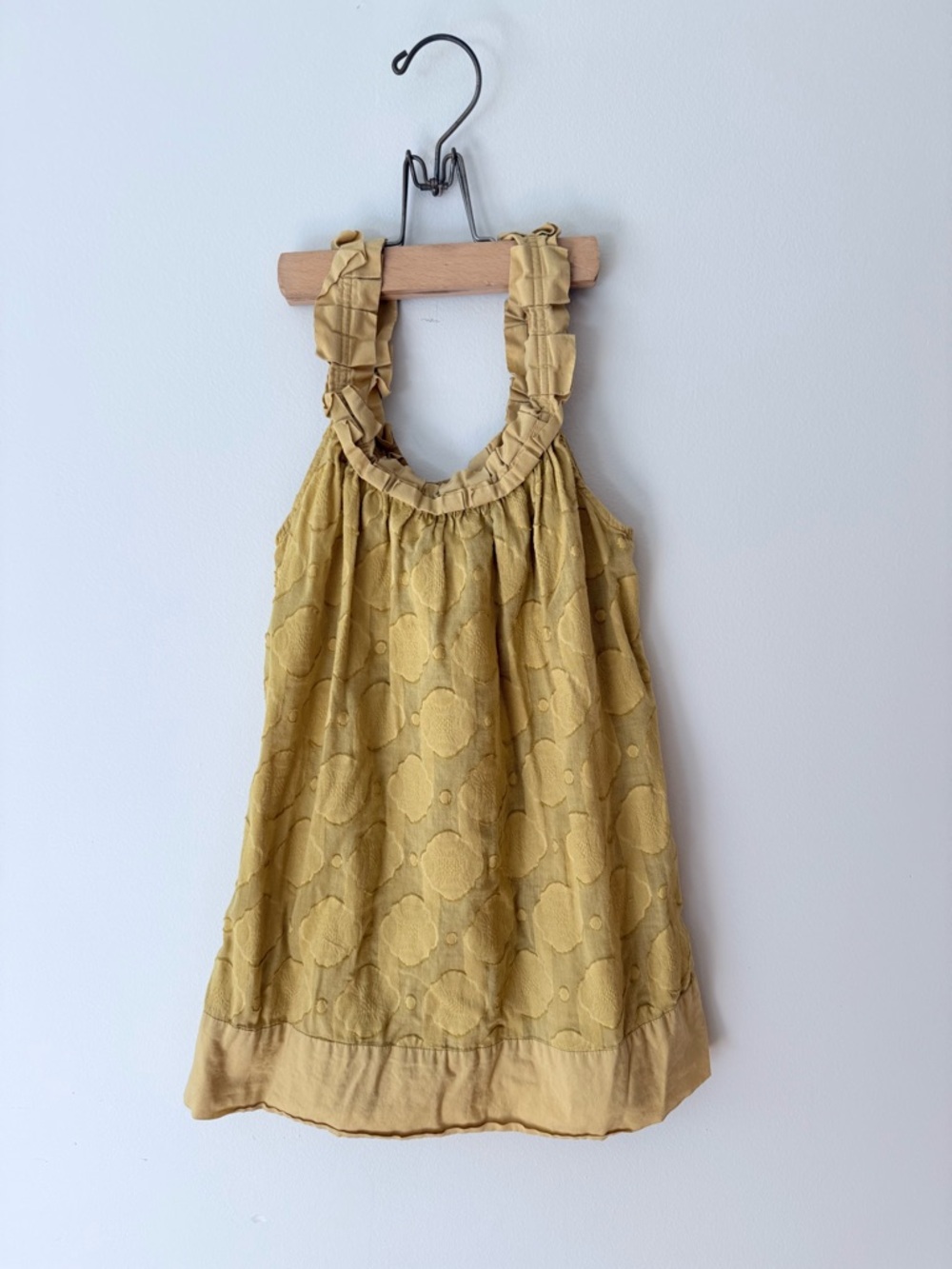 BCBGeneration Mustard Yellow Ruffled Strap Tank